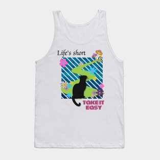 Black cat on the way to a psychedelic paradise Tank Top